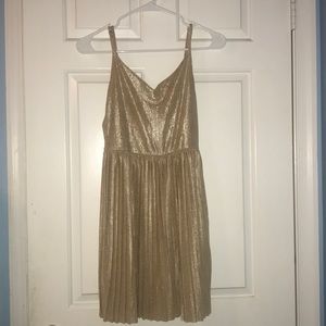 Hollister gold pleated dress